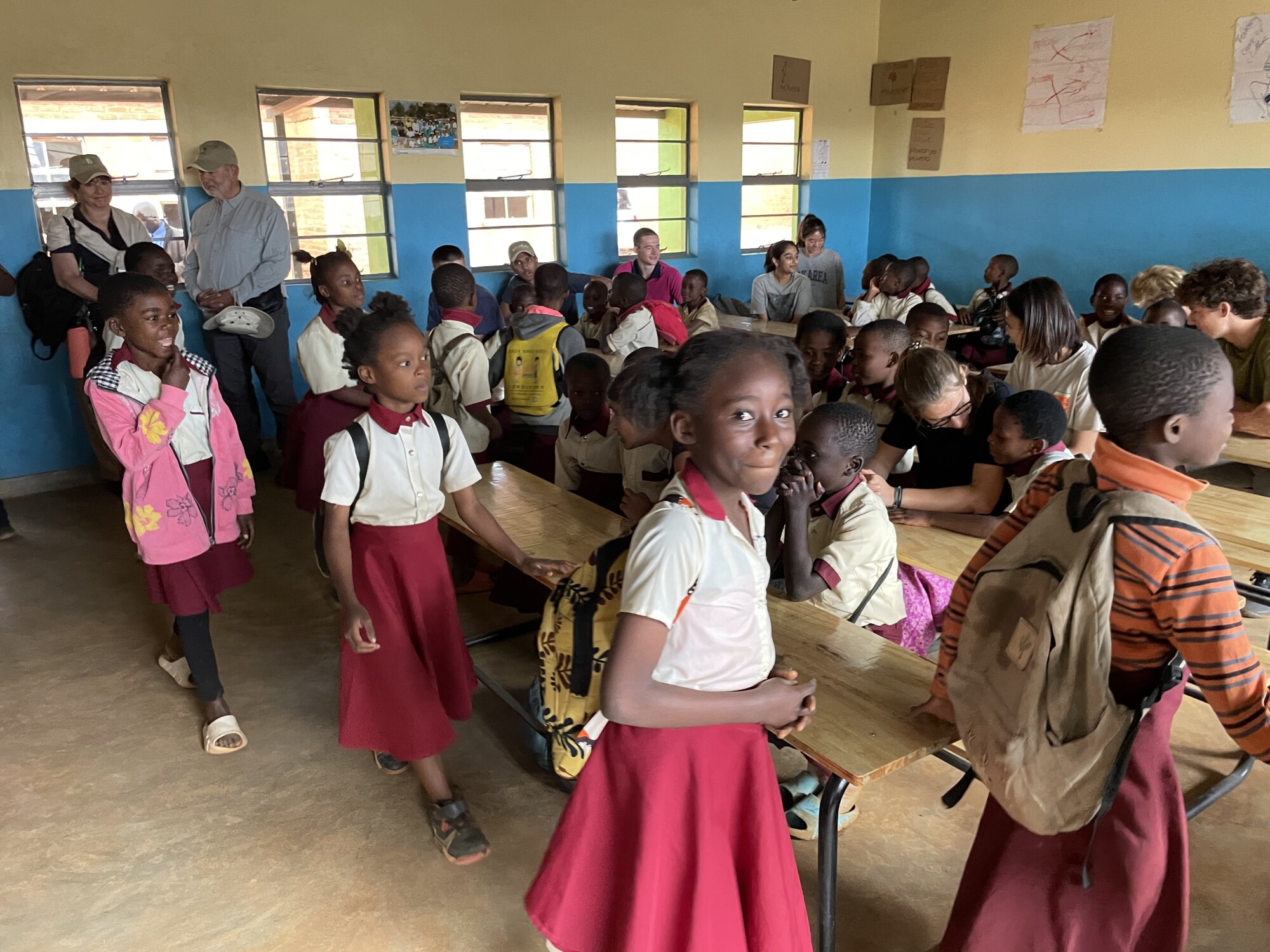 Students excited to see new desks in their classroom